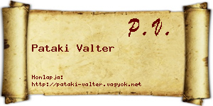 Pataki Valter névjegykártya